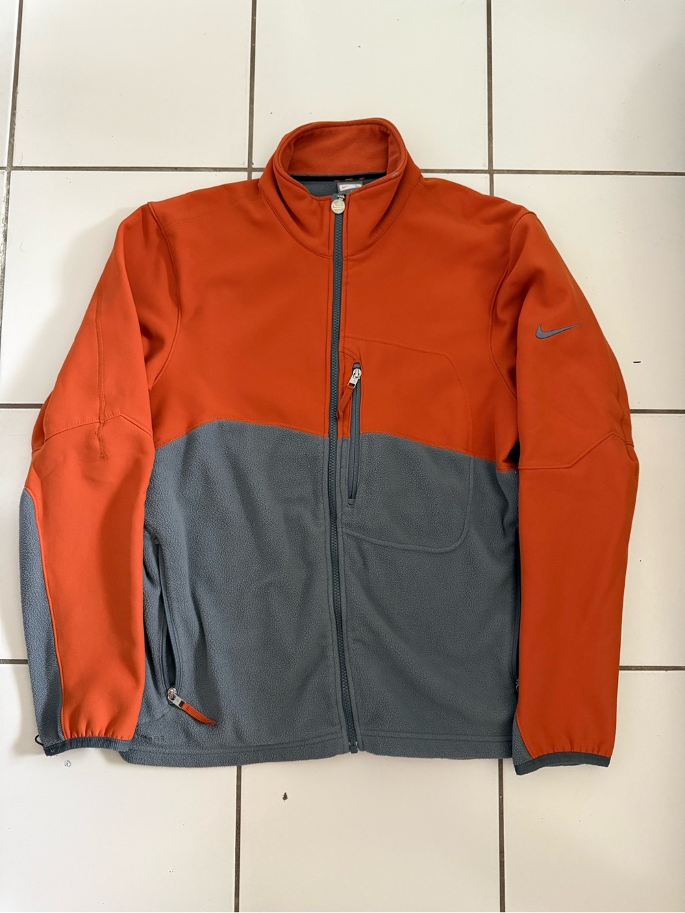 Nike Men's Two-Tone Zip Performance Jacket - Orange & Gray
